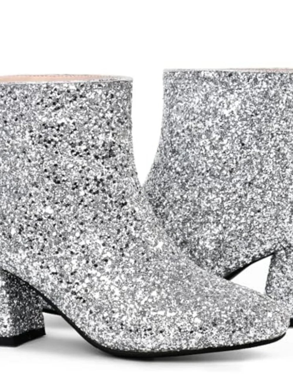 Sequin Glitter Ankle Boots Chunky Heels Sparkly Booties